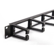 SOMI Networks | 19“ Cable Management Bar with 5pcs Plastc Rings | CMB-02 | Black | Ring Diameter 45x70mm; Holes in the Panel CMB-02