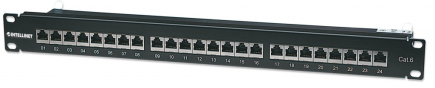 Intellinet Patch Panel, Cat6, FTP, 24-Port, 1U, Shielded, 90° Top-Entry Punch-Down Blocks, Must
