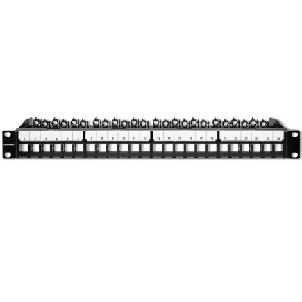 Qoltec 54516 Patch panel for 19'' rack | 24 ports | 1U | UTP | Черный