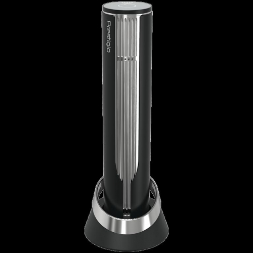 Prestigio Maggiore, smart wine opener, 100% automatic, opens up to 70 bottles without recharging, foil cutter included, premium design, 480mAh battery, Dimensions D 48*H228mm, black + silver color.