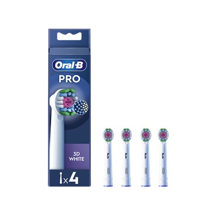 Oral-B | Replaceable toothbrush heads | EB18-4 3D White Pro | Heads | For adults | Number of brush heads included 4 | White WLONONWCRCHD8