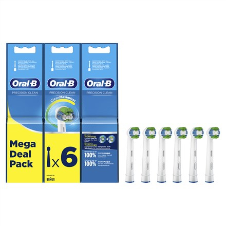 Oral-B Precision Clean Replaceable Toothbrush Heads | Heads | For adults | Number of brush heads included 6 | White WLONONWCREBIW