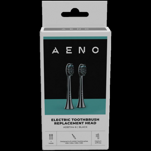 AENO Replacement toothbrush heads, Black, Dupont bristles, 2pcs in set (for ADB0004/ADB0006 and ADB0003/ADB0005)