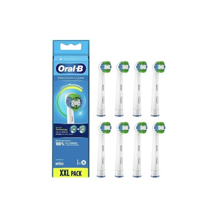 Oral-B Replaceable toothbrush heads | Refill CleanMaximiser Precision Clean | Heads | For adults | Number of brush heads included 8 | White WLONONWCRFHWB