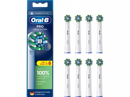 Oral-B | Replaceable toothbrush heads | EB50RX-8 Cross Action Pro | Heads | For adults | Number of brush heads included 8 | White WLONONWCRCHGH