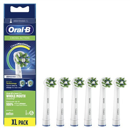 Oral-B CrossAction Replaceable Toothbrush Heads | EB50RB-6 | Heads | For adults | Number of brush heads included 6 | White WLONONWCREBJH