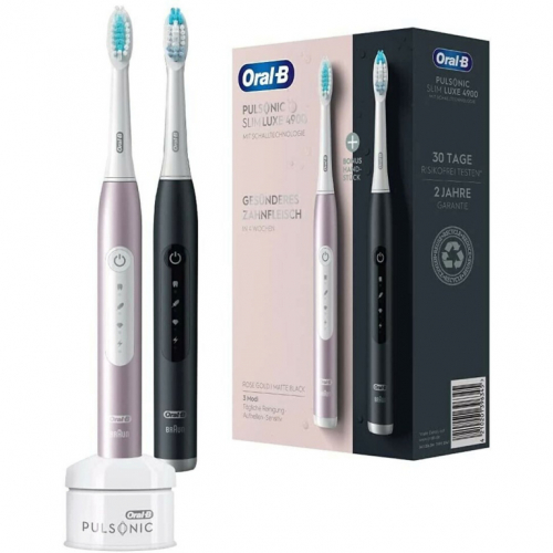 Oral-B Pulsonic Slim Luxe 4900 Two sonic toothbrushes Black, Pink