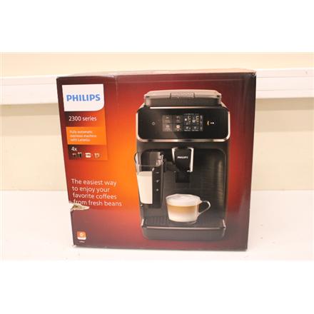 Taastatud. Philips EP2331/10 Fully automatic Coffee maker, Black | Philips | Coffee maker | EP2331/10 | Pump pressure 15 bar | Built-in milk frother | Automatic | 1500 W | Black | DAMAGED PACKAGING