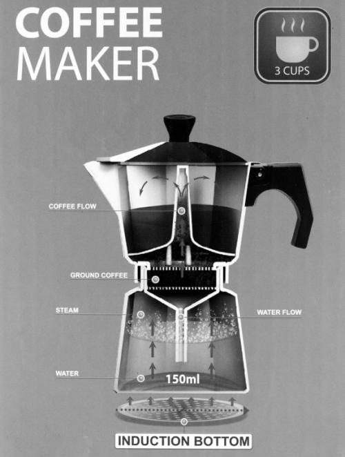 Maestro 3 cup coffee machine MR-1666-3-BROWN brown