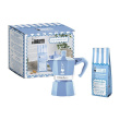 Bialetti Moka Express 3tz Coffee maker set + almond coffee 250 g Blue