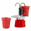 Bialetti Mini Express - Espressokocher-Set - rot + 2 Becher in rot