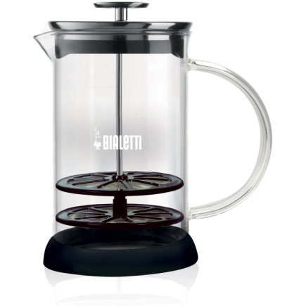 Bialetti Cappuccinatore Milchaufschäumer - für die Mikrowelle - silber/schwarz - Borosilikat-Glas - 500ml