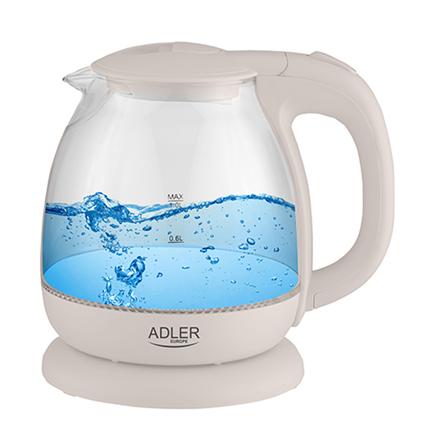 Adler | Veekeetja | AD 1283C | Electric | 900 W | 1 L | Glass/Stainless steel | 360° rotational base | Cream