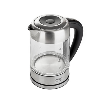 Adler AD 1247 NEW electric Kettle 1.7 L 2200 W Black, Stainless steel, Transparent
