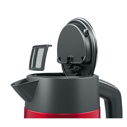 Bosch | Veekeetja | DesignLine TWK4P434 | Electric | 2400 W | 1.7 L | Stainless steel | 360° rotational base | Red/Black