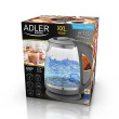 Adler | Veekeetja | AD 1286 | Standard | 2200 W | 2 L | Plastic/Glass | 360° rotational base | Grey/ transparent