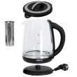 Camry | Veekeetja | CR 1290 | Standard | 2200 W | 2 L | Plastic/glass | 360° rotational base | Black/Transparent
