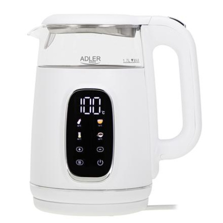 Adler Veekeetja with LED Display | AD 1305 | Electric | 2200 W | 1.7 L | Plastic | 360° rotational base | White/Silver