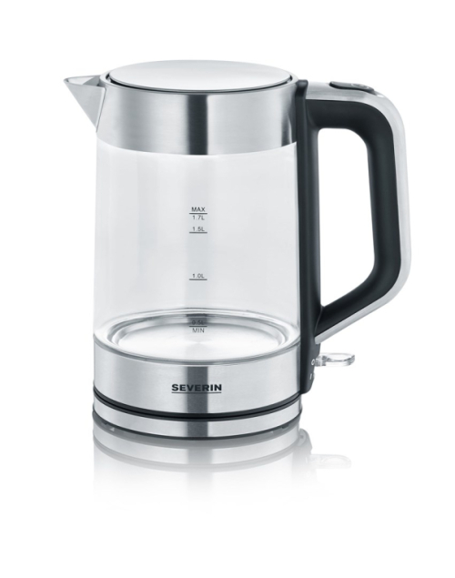 Severin WK 3420 electric Veekeetja 1.7 L 2200 W Black, Stainless steel, Transparent