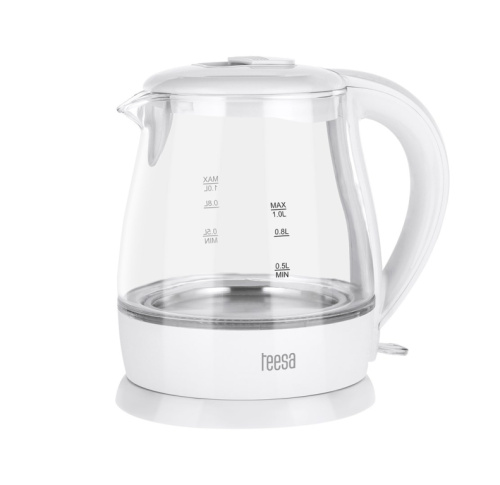 TEESA Electric Veekeetja, Glass, 1650 W, White, 1 L