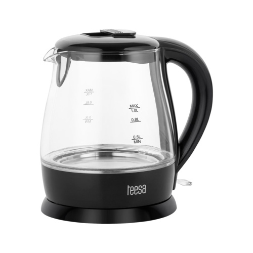 TEESA Electric Veekeetja, Glass, 1650 W, Black, 1 L