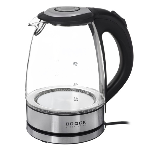 Brock Electronics WK 2102 BK electric Veekeetja 1.7 L 2200 W Black, Stainless steel, Transparent