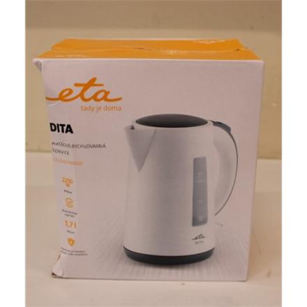 Taastatud. ETA ETA160390000 Veekeetja, Capacity 1.7L, White | ETA | Veekeetja | ETA160390000 | Electric | 2200 W | 1.7 L | Plastic | 360° rotational base | White | DAMAGED PACKAGING, SCRATCHED