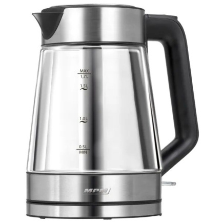 MPM MCZ-122 electric Veekeetja 1.7 L 2200 W Black, Stainless steel