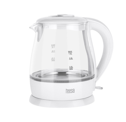 TEESA Electric Veekeetja, Glass, 1650 W, White, 1 L