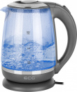 ECG Electric Veekeetja RK 2020 Grey Glass, 2 L, 360° base with power cord storage, Blue backlight, 1850-2200 W