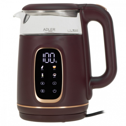 Adler Veekeetja 1.7 l LED display, temperature control AD 1305 burgundy