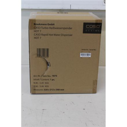 Taastatud. Caso 01875 HOT 7 Turbo Hot water dispenser, Capacity 2.7 L, Must/Stainless Steel | Caso Turbo Hot Water Dispenser | Hot 7 | Water Dispenser | 2200-2600 W | 2.7 L | Plastic/Stainless Steel | Must/Stainless Steel | DAMAGED PACKAGING Taastatud. Caso 01875 HOT 7 Turbo Hot water dispenser, Capacity 2.7 L, Must/Stainless Steel | Caso Turbo Hot Water Dispenser | Hot 7 | Water Dispenser | 2200-2600 W | 2.7 L | Plastic/Stainless Steel | Must/Stainless Steel | DAMAGED PACKAGING
