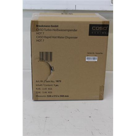 Taastatud. Caso 01875 HOT 7 Turbo Hot water dispenser, Capacity 2.7 L, Must/Stainless Steel | Caso Turbo Hot Water Dispenser | Hot 7 | Water Dispenser | 2200-2600 W | 2.7 L | Plastic/Stainless Steel | Must/Stainless Steel | DAMAGED PACKAGING