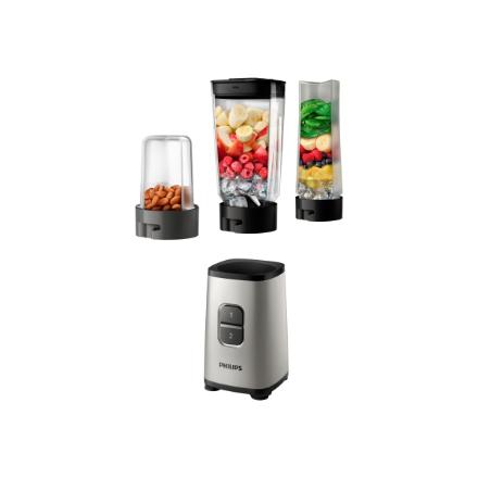 Philips Mini Blender | HR2604/80 Daily Collection | Tabletop | 350 W | Jar material Plastic/Glass | Jar capacity 0.6+0.6 L | Ice crushing | Pearl metal 409247