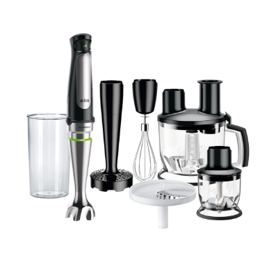 BRAUN Hand Blender MQ 7087X, 1000W, 1.5L Food processor bowl, ActiveBlade, SmartSpeed, Inox/Black