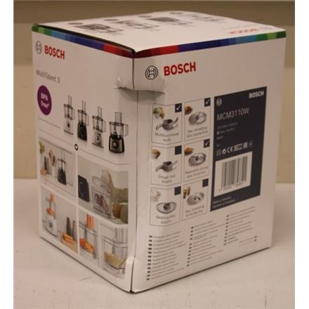 Taastatud. Bosch MCM3110W Food processor, 800W, Bowl capacity: 2.3L, 2 speed settings, White/Grey | Bosch | Kitchen machine Multi Talent 3 | MCM3110W | 800 W | Number of speeds 2 | Bowl capacity 2,3 L | White | DAMAGED PACKAGING