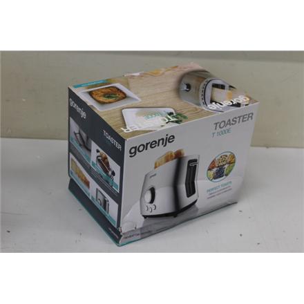 Renew. Gorenje T1000E Toaster, Power 1000 W, Stainless Steel | Gorenje | Toaster | T1000E | Power 1000 W | Number of slots 2 | Housing material  Metal | Stainless Steel | DAMAGED PACKAGING