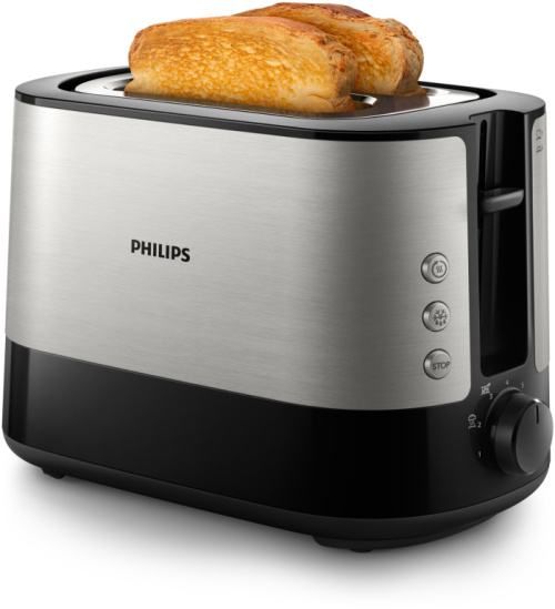 Philips Viva Collection Toaster HD2635/90, plastic, long slot, bun warmer, white