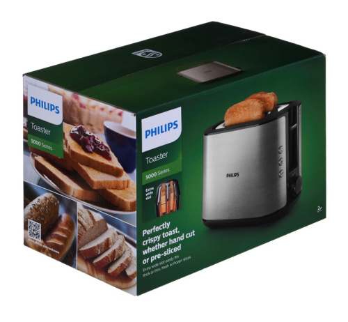 Philips Viva Collection HD2650/90 toaster 2 slice(s) 950 W Black, Stainless steel