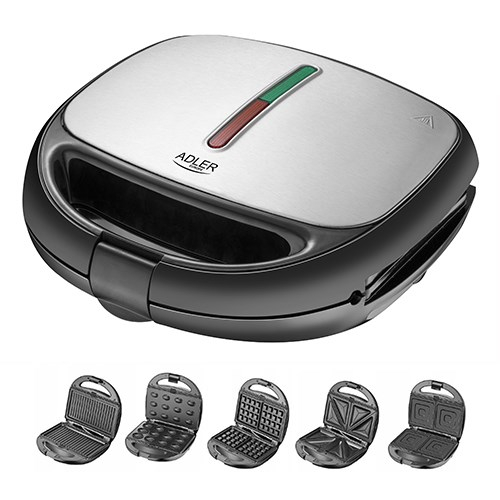 Adler AD 3040 sandwich maker 1200 W Black, Grey