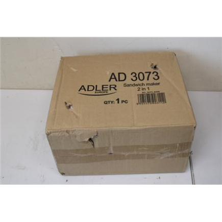 Taastatud. Adler AD 3073 Sandwich maker 2 in 1, Stainless Steel/Black | Adler Sandwich maker 2 in 1 | AD 3073 | 1000 W | Number of plates 2 | Stainless Steel/Black | DAMAGED PACKAGING