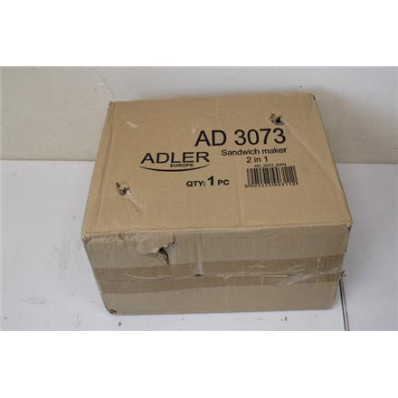 Taastatud. Adler AD 3073 Sandwich maker 2 in 1, Stainless Steel/Black | Adler Sandwich maker 2 in 1 | AD 3073 | 1000 W | Number of plates 2 | Stainless Steel/Black | DAMAGED PACKAGING