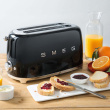 Smeg TSF02BLEU Toaster, 4 slice, black, metal body