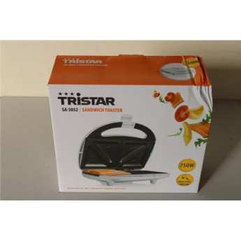 Восстановленный. Tristar SA-3052 Sandwich maker, White | Tristar Sandwich maker | SA-3052 | 750 W | Number of plates 1 | Number of pastry 2 | White | DAMAGED PACKAGING