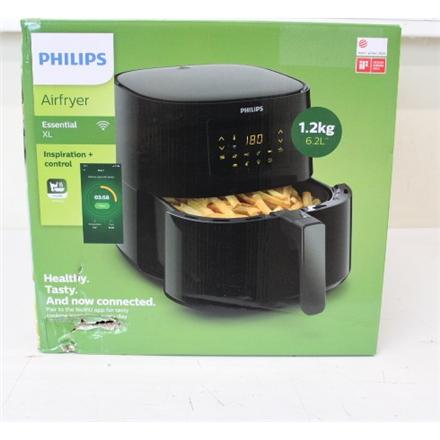 Renew. Philips HD9280/70 Essential Air Fryer, Black | Philips | Air Fryer | Essential HD9280/70 | Power 2000 W | Capacity 6.2 L | Rapid Air technology | Black | DAMAGED PACKAGING