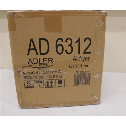 Renew. Adler AD 6312 Airfryer Oven, 2,5 l, Black | Adler | Airfryer Oven | AD 6312 | Power 1600 W | Capacity 2.5 L | Convection | Black | DAMAGED PACKAGING, SCRATCHES ON TOP