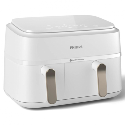 Philips 3000 Seeria Dual Basket Airfryer, 9 L, 2750 W, kaks korvi, valge - Kuumaõhufritüür / NA353/10