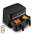 TEFAL Dual Easy Fry Essential Airfryer EY901N, Power 2700 W, Capacity 8.3 L, Black