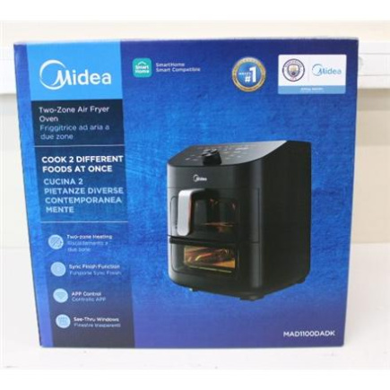 Taastatud. Midea MAD1100DADK Air fryer digital,Two-zone cavity, 6.4L + 4.4L | Midea | Two Zone Airfryer | MAD1100DADK | Power 1850 W | Capacity 4.4/6.4 L | Rapid Air technology | Black | UNPACKED, SCRATCHED SIDES AND TOP
