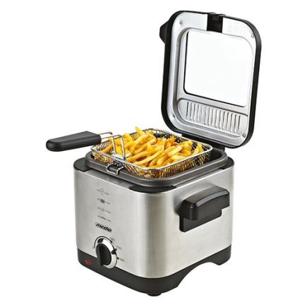 Mesko Home MS 4910 fryer Single 1.5 L Stand-alone 900 W Deep fryer Must, Satin steel